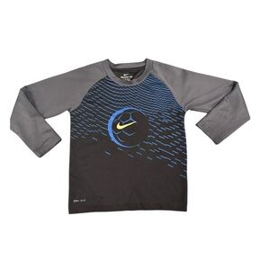Nike Kids Rashguard - Black and Gray with Blue Accents